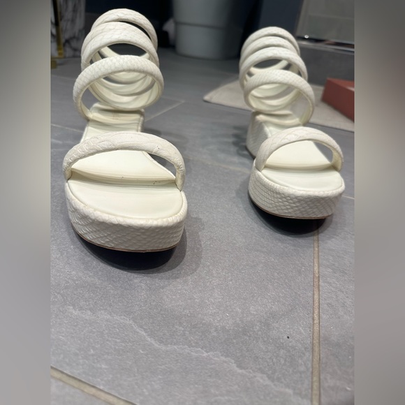 Cult Gaia Gabi snake embossed leather wrap sandals - Picture 3 of 9